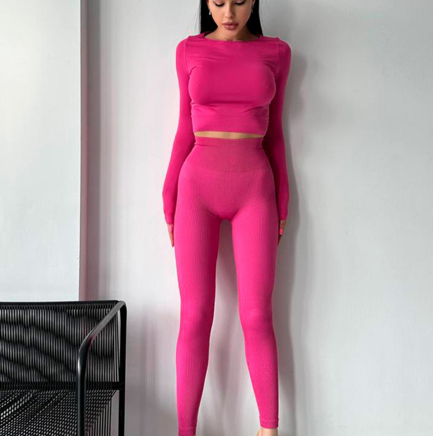 Легінси Рожеві в Рубчик з Push-Up Ефектом