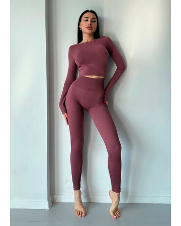 Sportswear Легінси Марун в Рубчик з Push-Up Ефектом Burgundy