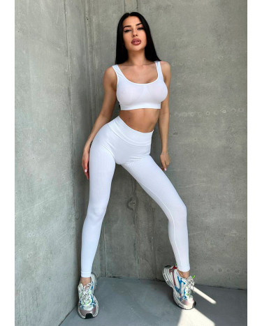 Sportswear Легінси Білі в Рубчик з Push-Up Ефектом White