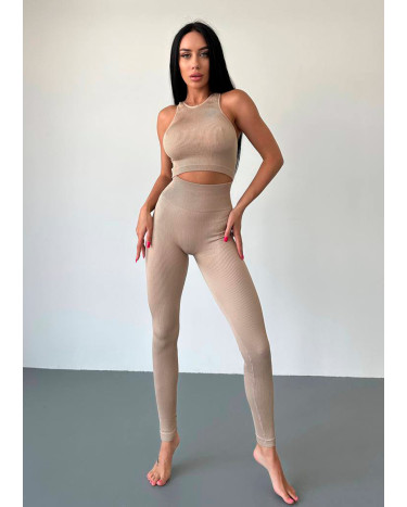 Sportswear Легінси Бежеві в Рубчик з Push-Up Ефектом Beige