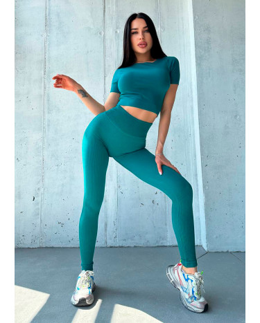 Sportswear Легінси Бірюзові в Рубчик з Push-Up Ефектом Turquoise