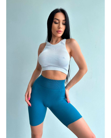 Shorts Велосипедки Кольору Морська Хвиля в Рубчик Blue