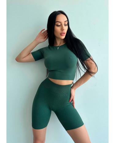 Shorts Велосипедки Темно Зелені в Рубчик Green