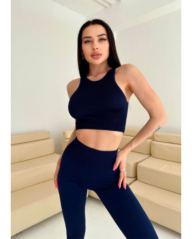 Sportswear Топ Спортивний Темно Синій в Рубчик Blue