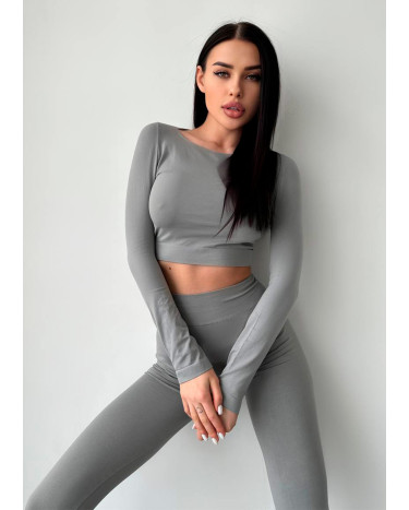 Sportswear Кроп Топ з Довгим Рукавом Сірий Grey