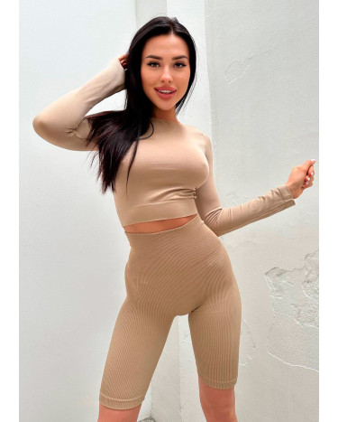 Sportswear Кроп Топ з Довгим Рукавом Бежевий Beige