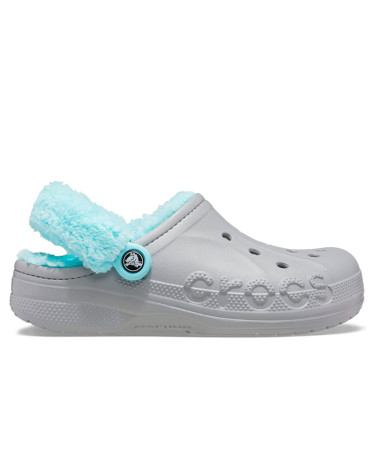 Сабо Crocs Baya Lined Fuzz Strap Grey Ice Blue Сірий, Блакитний