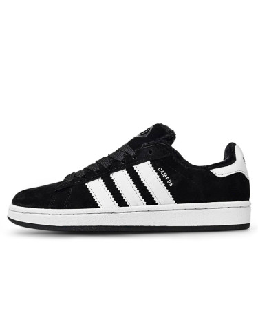 Кросівки Adidas Campus Black White З ХУТРОМ Чорний/білий