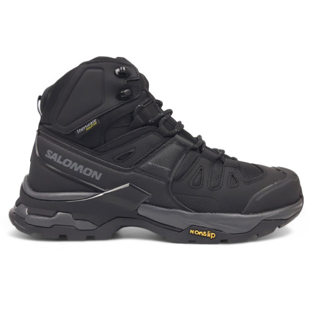 Salomon Quest 4 Mid Thinsulate Gore-Tex Black Gray WITH FUR