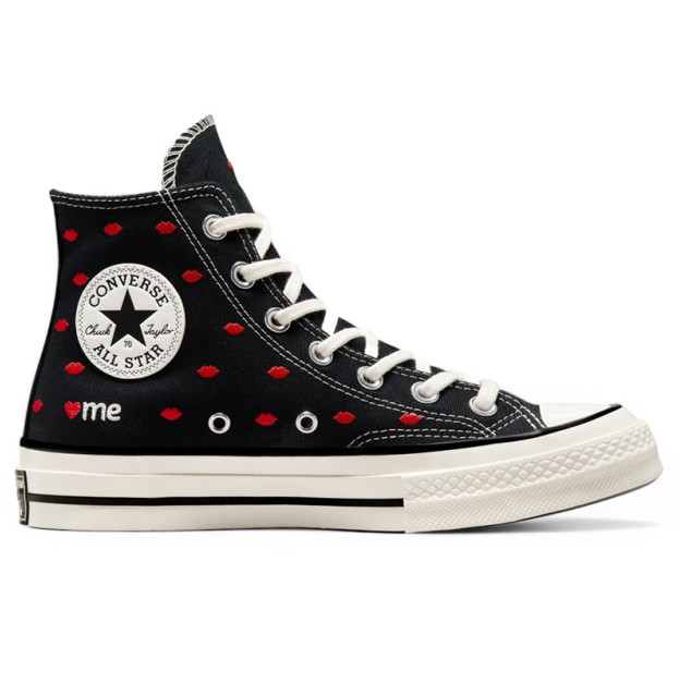 Кеды Converse High Chuck 70 Embroidered Lips High Love Me Black A01600C