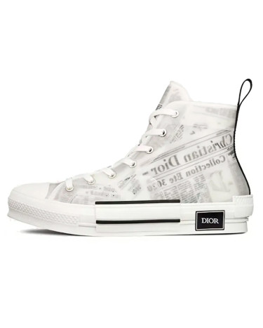 Кеды Dior B23 High Top Daniel Arsham Newspaper 3SH118YUO Белый/серый