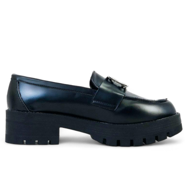 Chanel Loafers Horsebit Black Silver