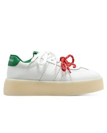 Кросівки Miu Miu Leather Sneakers White Green Білий/зелений