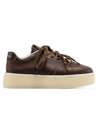 Кроссовки Miu Miu Leather Sneakers Brown Коричневый