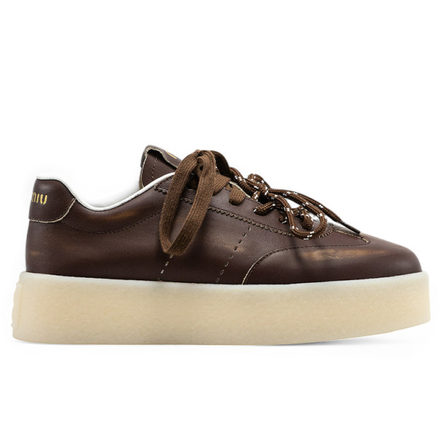 Miu Miu Leather Sneakers Brown