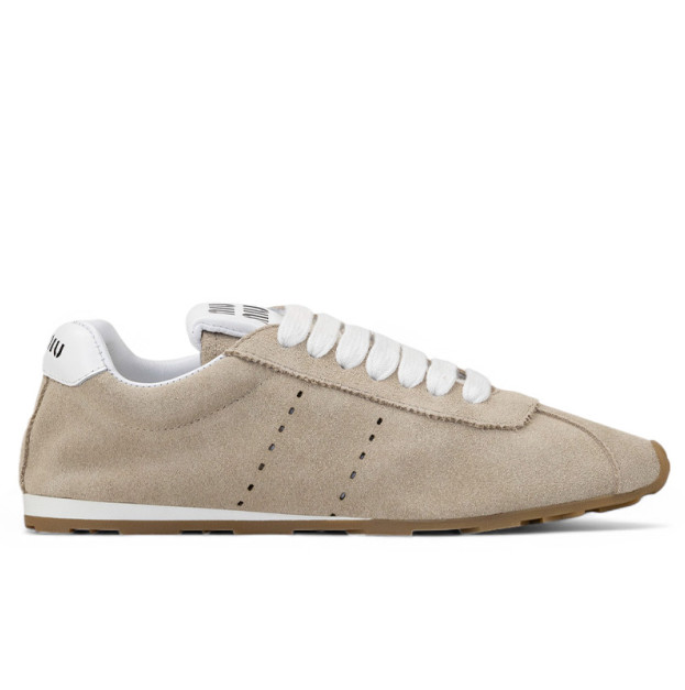 Miu Miu Plume Suede Sneaker Desert Beige 5E114E 054 F0F24 F 005