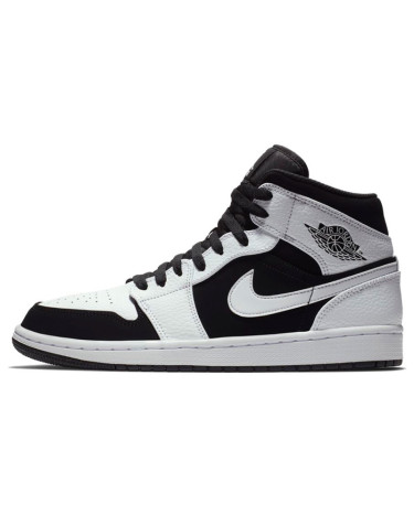 Кросівки Jordan 1 Mid White Black 554724-113 Чорний/білий