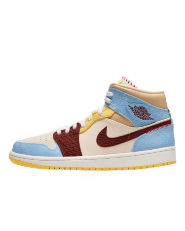 Кроссовки Jordan 1 Mid SE Fearless Maison Chateau Rouge CU2803-200 Разноцветные