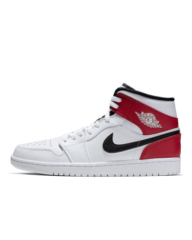 Кроссовки Jordan 1 Mid White Black Gym Red 554724-116 Белый/красный