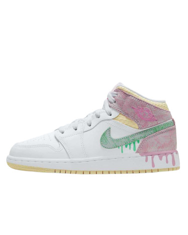 Кроссовки Jordan 1 Mid Paint Drip DD1667-100 Разноцветные