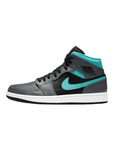 Кросівки Jordan 1 Mid Grey Aqua 554724-063 Чорний/сірий